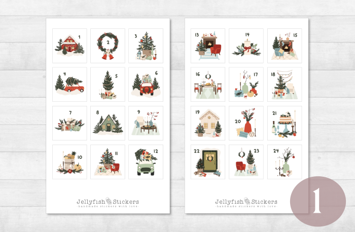 Adventskalender Zahlen Sticker Set